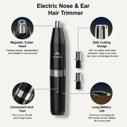 Nose Hair Trimmer Zenipeak Usb-c Rechargeable Waterproof