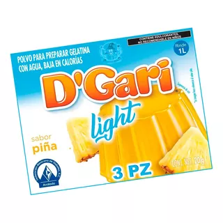 3 Gelatinas Light Dgari Piña Tropical Polvo Uso Diabetico