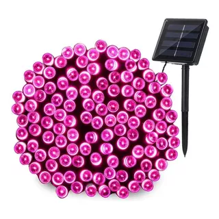 Guirnalda Led Rosa Con Panel Solar 10 M Exterior Deco El129