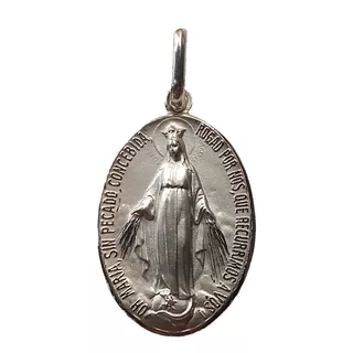 Medalla Plata 925 Virgen Milagrosa #1257 Bautizo Comunión