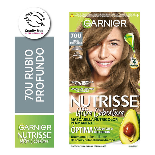 Kit Nutrisse Ultra Cobertura Garnier Coloración Permanente Tono 70 ultra cobertura