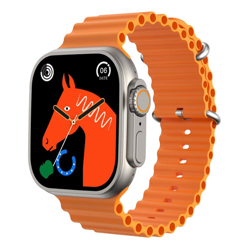 Smart Watch Gadnic Naranja Reloj Digital Inteligente Caja Gris Bisel Gris Diseño de la malla Mesh