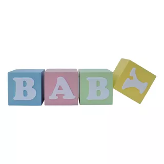 4 Cubos Decorativos Baby Mdf Full Colorido Bebê Bancada Mesa