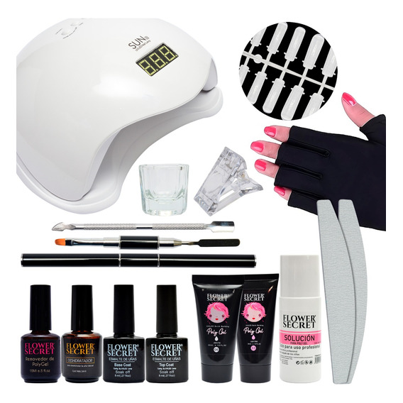 Kit De Polygel + Lampara 48w + Removedor De Polygel + Guante