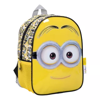 Mochila Espalda Jardin 12 Minions Wabro Color Negro Con Amarillo