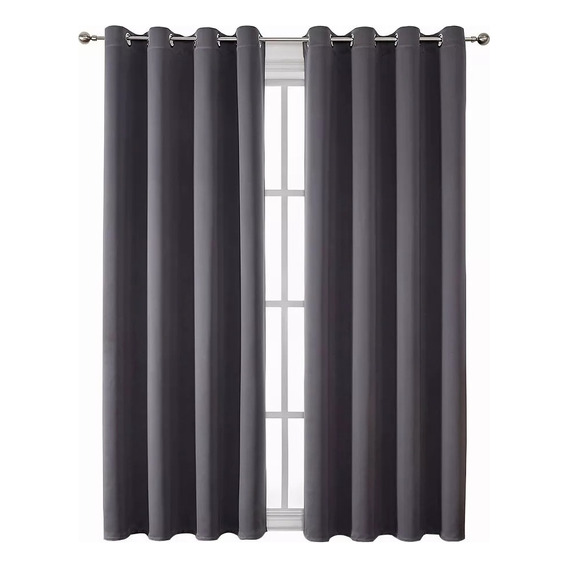  DANNIEER Cortina Blackout de 214cm x 132cm lisa color gris oscuro - pack por 2