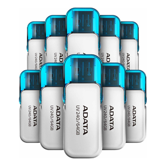 Kit 10 Memoria Usb Adata Uv240 64gb 2.0 Blanco Auv240