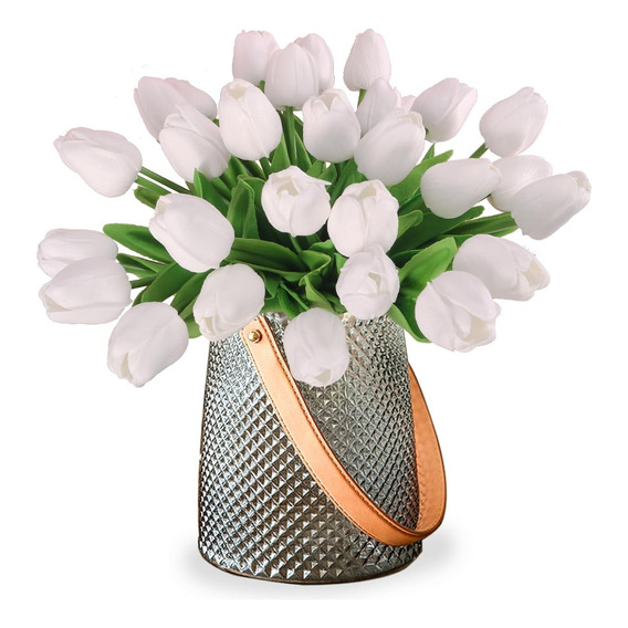  Flores Tulipanes Artificiales Blancos Decorativas 30 Pzas