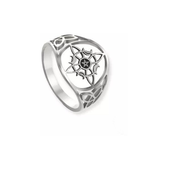 Anillo Argolla Nudo De Bruja Fases Lunares Curado Plata 925