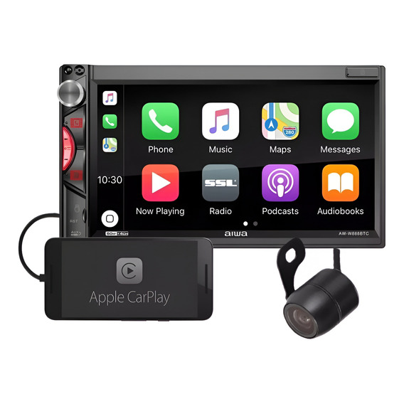 Radio Carro Aiwa Pantalla Tactil 6.9' Mirrorlink Carplay Android Auto Bluetooth AW-888BTC