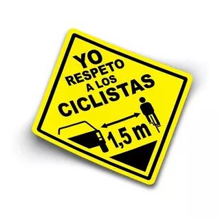 Sticker Letrero Adhesivo Auto Yo Respeto A Los Ciclistas 1,5