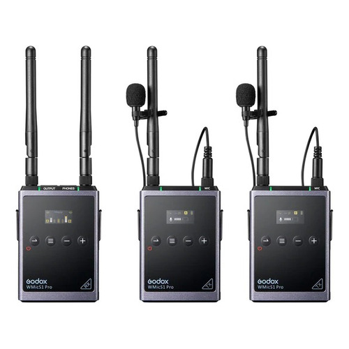 Sistema De Micrófono Godox Wmics1 Pro Dual Uhf Inalámbrico Color Negro