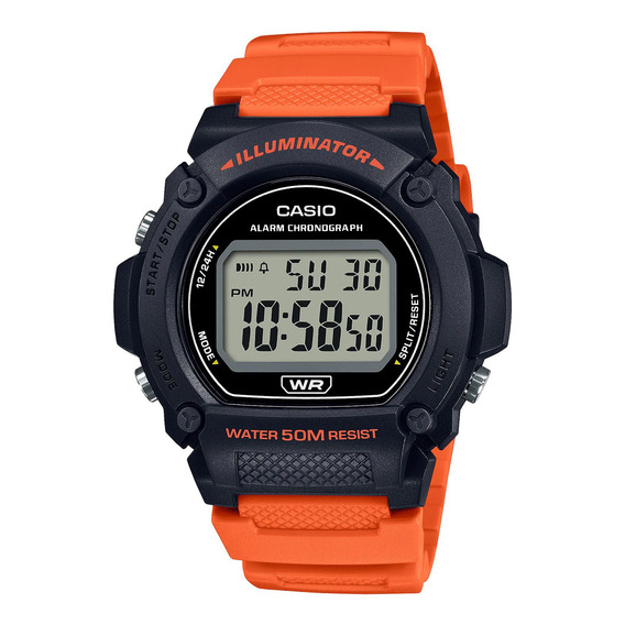 Reloj Para Hombre Casio Iluminator W-219h-4avdf Naranja