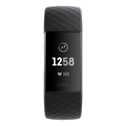 Smartband Fitbit Charge 3 3" caja de  aluminio anodizado  graphite, malla  black de  elastómero y aluminio anodizado FB409