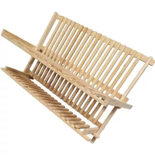 Escurridor De Platos Madera Bamboo Secaplatos Bambu Plegable