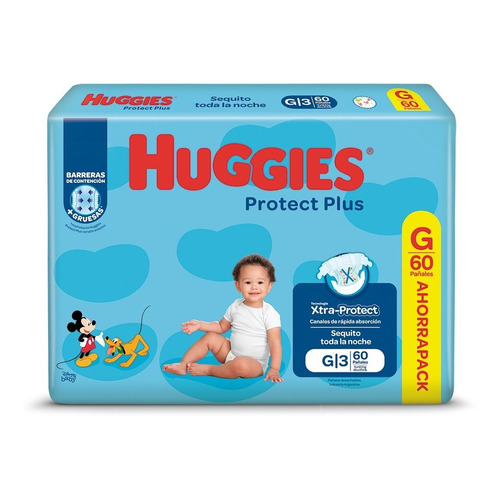 Pañales Huggies Protect Plus Ahorrapack G Bolson X 60 Un