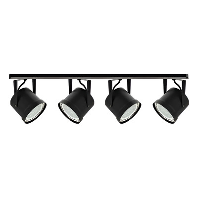 Riel 1 Metro 4 Luces Spot Cabezal L111 Negro Apto Ar111 Deco - Negro