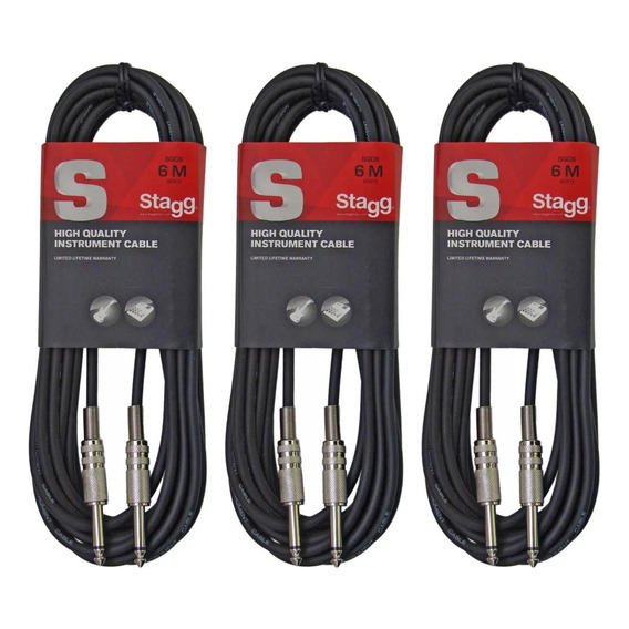 Cable Plug-plug 6 Metros Stagg Sgc6 Pack X3