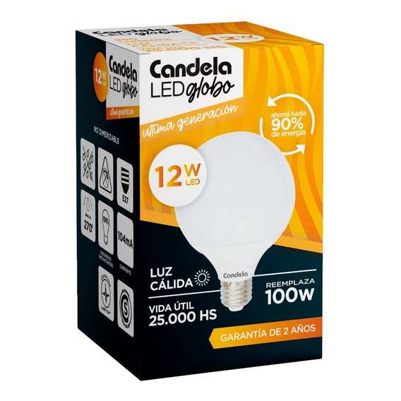 Lampara Led Globo 12w Luz Cálida Rosca E27