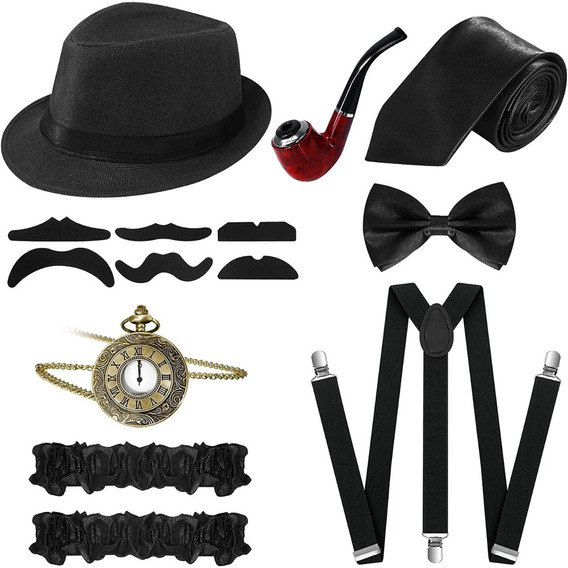 Conjunto De Accesorios De Disfraz De Gatsby Gángster De 1920s Para Hombre