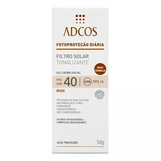 Protetor Solar Tonalizante Gel-creme Facial Fps 40 Beige Adcos Caixa 50g