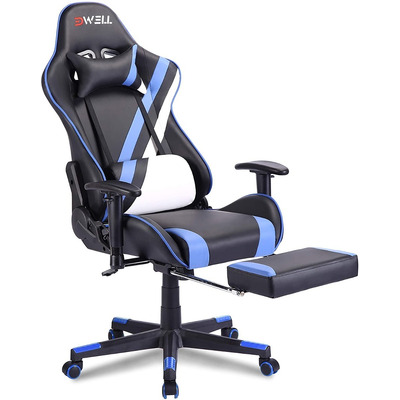 Silla Gamer Ergonomica Con Apoyapies Edwell Azul