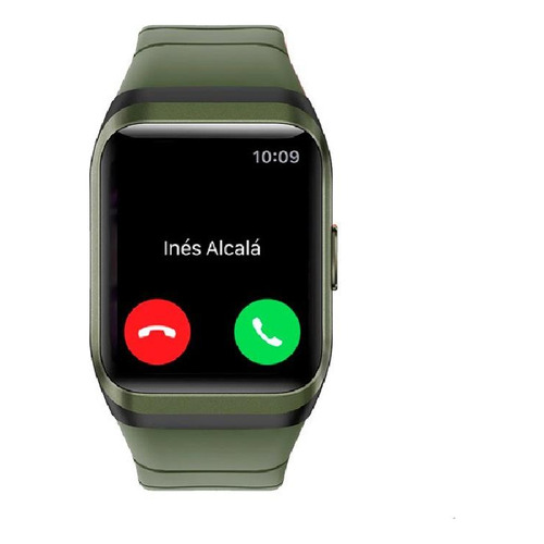 Smartwatch Mistral SMT-X29 1.6" caja de  plástico  negra, malla  verde de  silicona