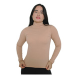 Blusa Cacharrel Manga Longa Segunda Pele Gola Alta Feminina