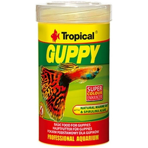 Alimento Premium Hojuelas Escamas Guppy Tropical 100ml