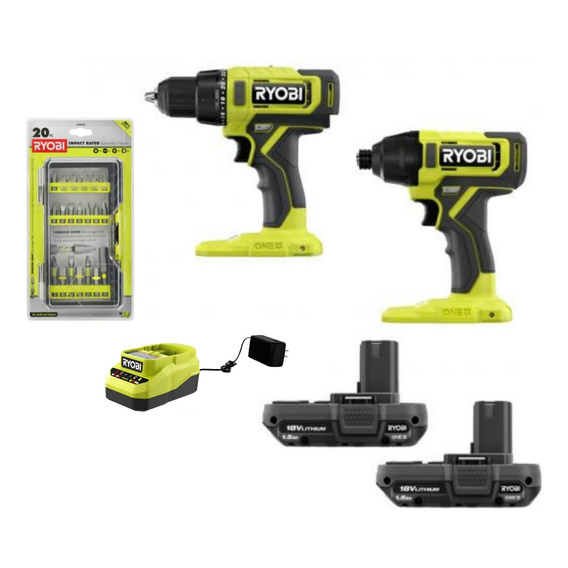 Ryobi P1817 Taladro  1/2 Y Impacto 1/4 18v 2 Bat Y Cargador