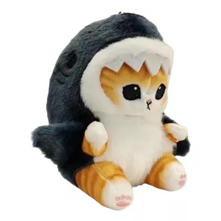 Peluche Gato Disfraz De Tiburón Colgante Tierno Kawaii 13cm