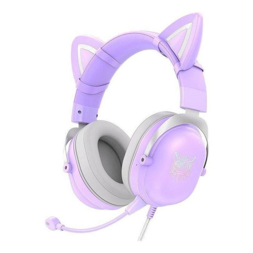 Auriculares Gamer Onikuma X11 Orelhas Gatinho Led Rgb Lilas/Roxo