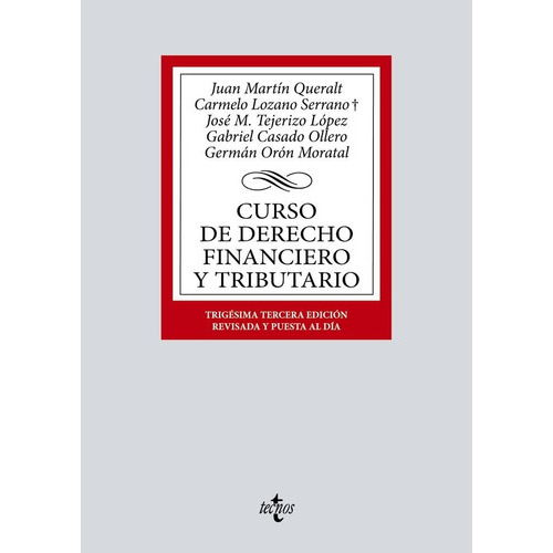 Curso De Derecho Financiero Y Tributario, De Martin Queralt, Juan. Editorial Tecnos, Tapa Blanda En Español