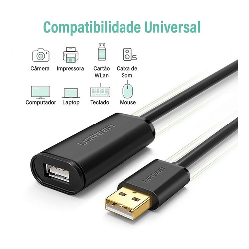 10321 Ugreen - Extensor USB 2.0 - Extensión activa de 10 m, color negro