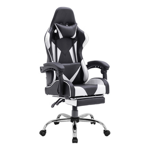 Silla de escritorio Ph Import Premium1 24587-PRE gamer ergonómica  negra y blanca con tapizado de cuero sintético