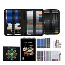 Kit Desenho Profissional 76 Peças Estojo Lápis Acessórios
