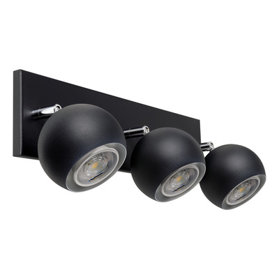 Aplique 3 Luces Bocha Cabezal Móvil Apto Gu10 Led Negro 