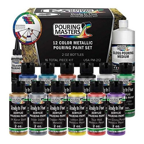 Juego De Pintura Acrílica De 12 Colores Metálicos De 2 Oz   