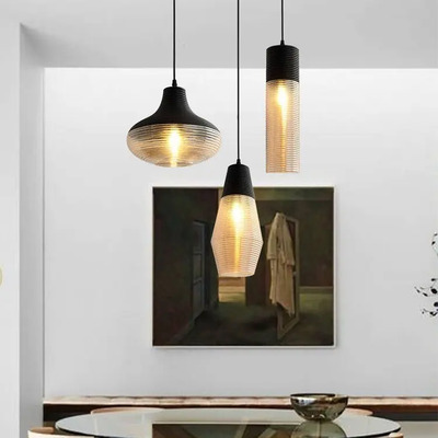 Colgante 3 Luces Plize Trio Negro Ambar Apto E27 Moderno Cie Negro/ámbar