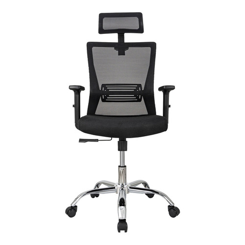 Silla de escritorio Ergonomus Praga negra con tapizado de mesh