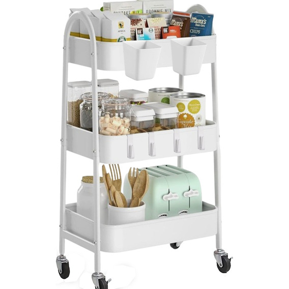 Carrito Organizador Multiusos 3 Niveles Con Ruedas Blanco