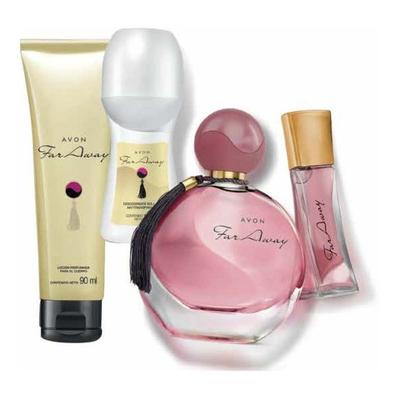 Set X 4 Avon Perfume Far Away + Crema + Desodorante + Minipe