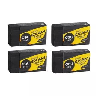 Pack X 4 Gomas De Borrar Deli Negra 3043 Exam Premium