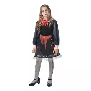 Disfraz Muñeca Merlina  Halloween Talla 8-10 