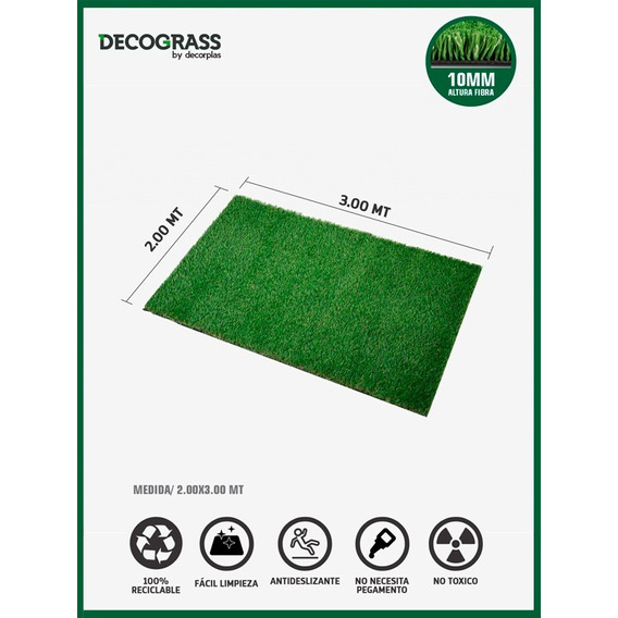 Grass Sintético Decograss Modelo Garden 10mm Verde 2.00x3.00