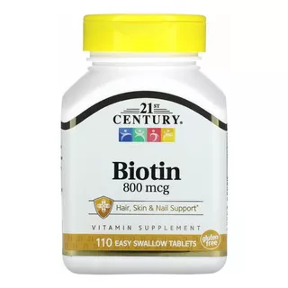 21st Century Vitamina B7 Biotina 800mcg 110 Comprimidos Eua Sabor Sem Sabor