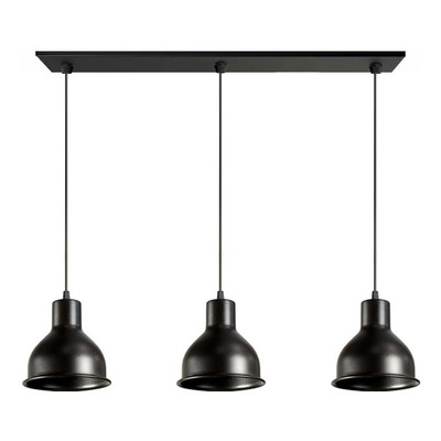 Colgante 3 Luces Campana Negra Deco Moderno Luz Desing 