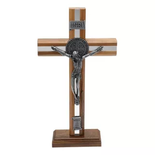 Crucifixo Mesa Ou Parede Madeira 26 Cm Espelhado 