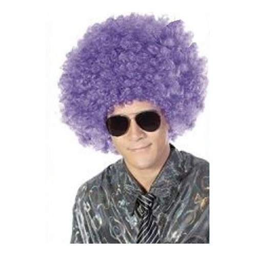 Peluca Super Afro Cotillon Carioca Cumple Boda 15 Hippie Color Violeta