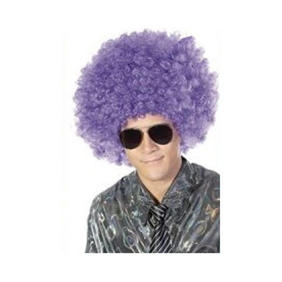 Peluca Super Afro Cotillon Carioca Cumple Boda 15 Hippie Color Violeta